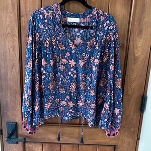 Natalie Martin Floral Blouse - Blue and Pink